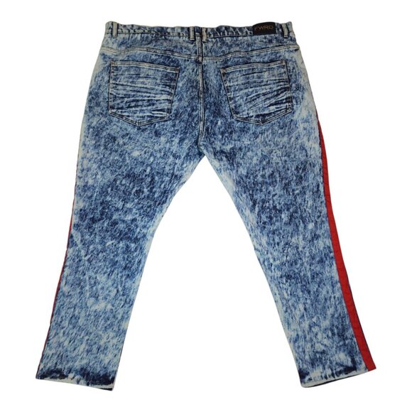 FWRD Mens Denim Jeans Size 48 Inseam 33 Acid Wash Blue Red Stripe Stretch - Picture 2 of 11